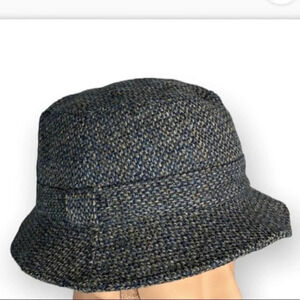 VINTAGE FailsWorth Wool Tweed Bucket Hat Blue Tan Mix Quilted Lining Small